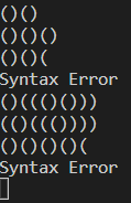 matching parentheses execution